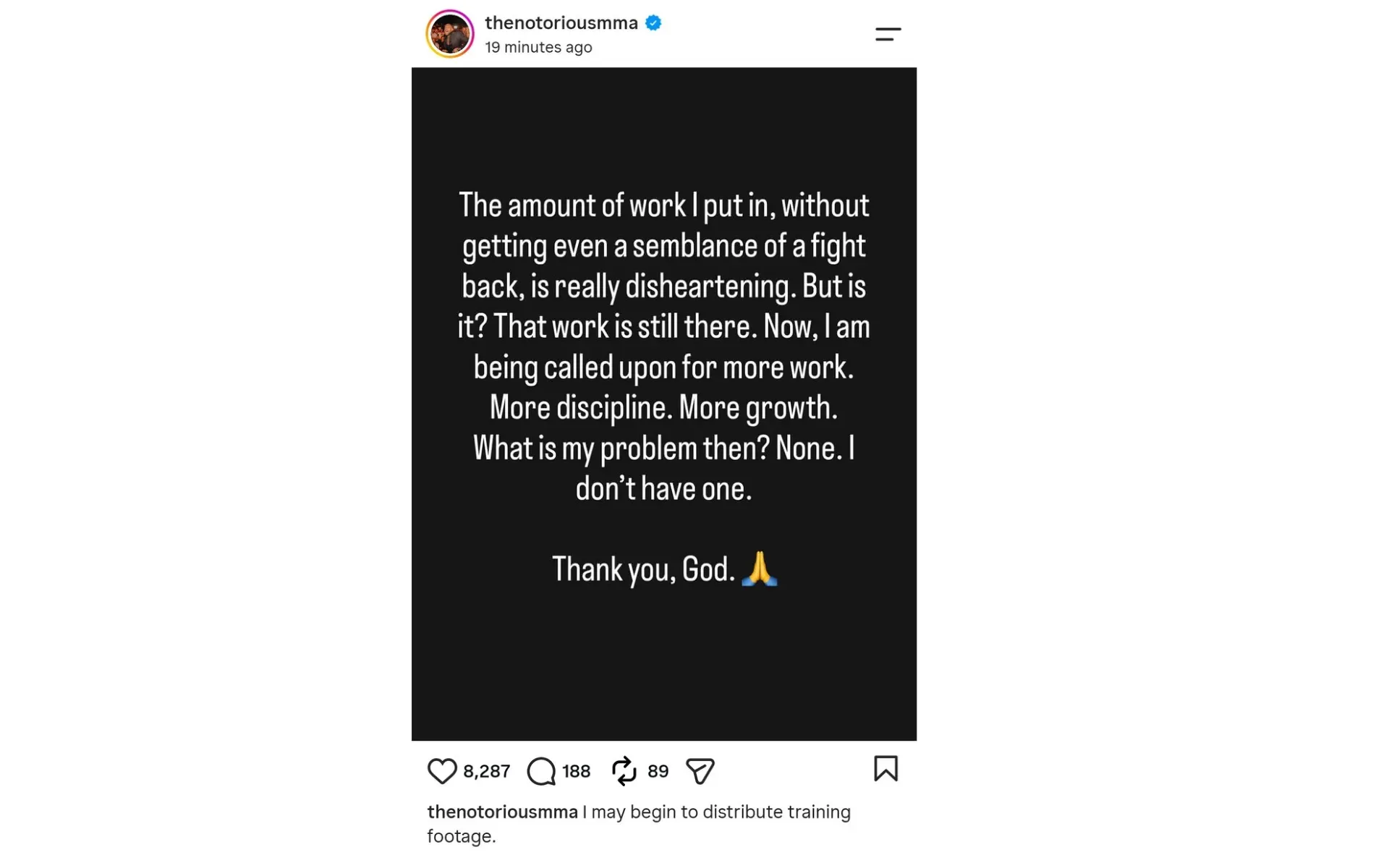 Conor McGregor Instagram post screengrab